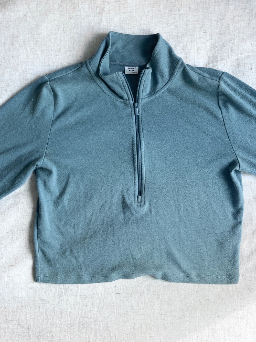 Aritzia Sunday Best Women's Slate Blue Half-Zip Pullover Sweater